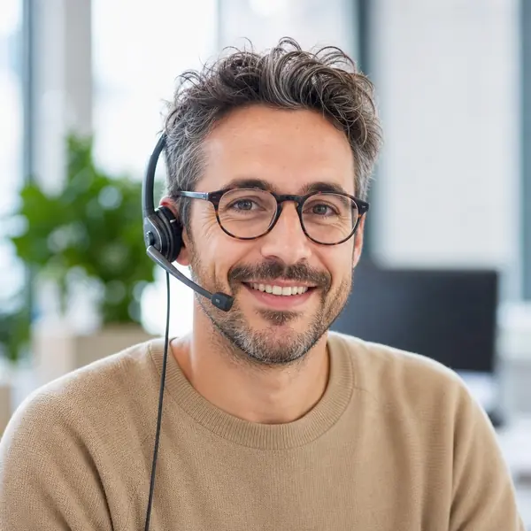 Portrait d'un conseiller au téléphone